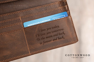 Genuine Leather Long Wallet - Dark Brown Crazy Horse - Ox & Birch